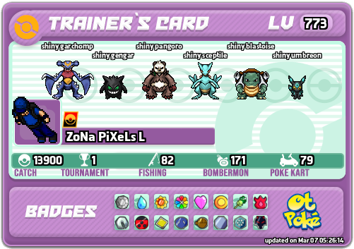 ZoNa PiXeLs L Card otPokemon.com
