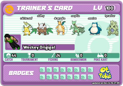 Weskey Origigal Card otPokemon.com