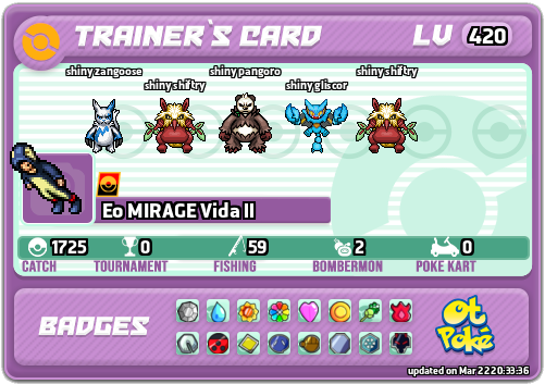 Eo MIRAGE Vida ll Card otPokemon.com