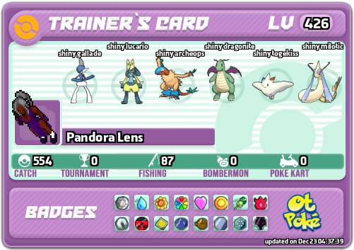 Pandora Lens Card otPokemon.com