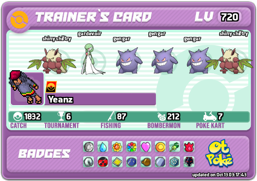 Yeanz Card otPokemon.com
